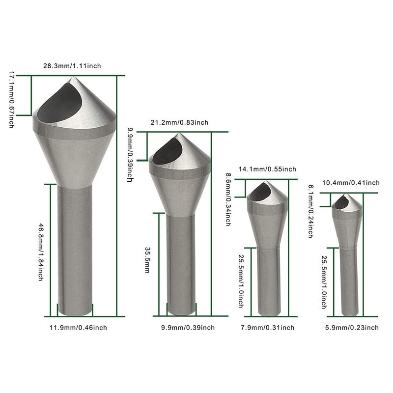 OCGIG 4pcs Countersink Chamfer Tool HSS(4241) Deburring Tool Set Metal Wood Drill Bits - Image 2